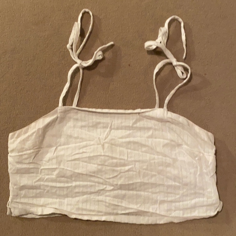 American Eagle Cropped Tank Top, White